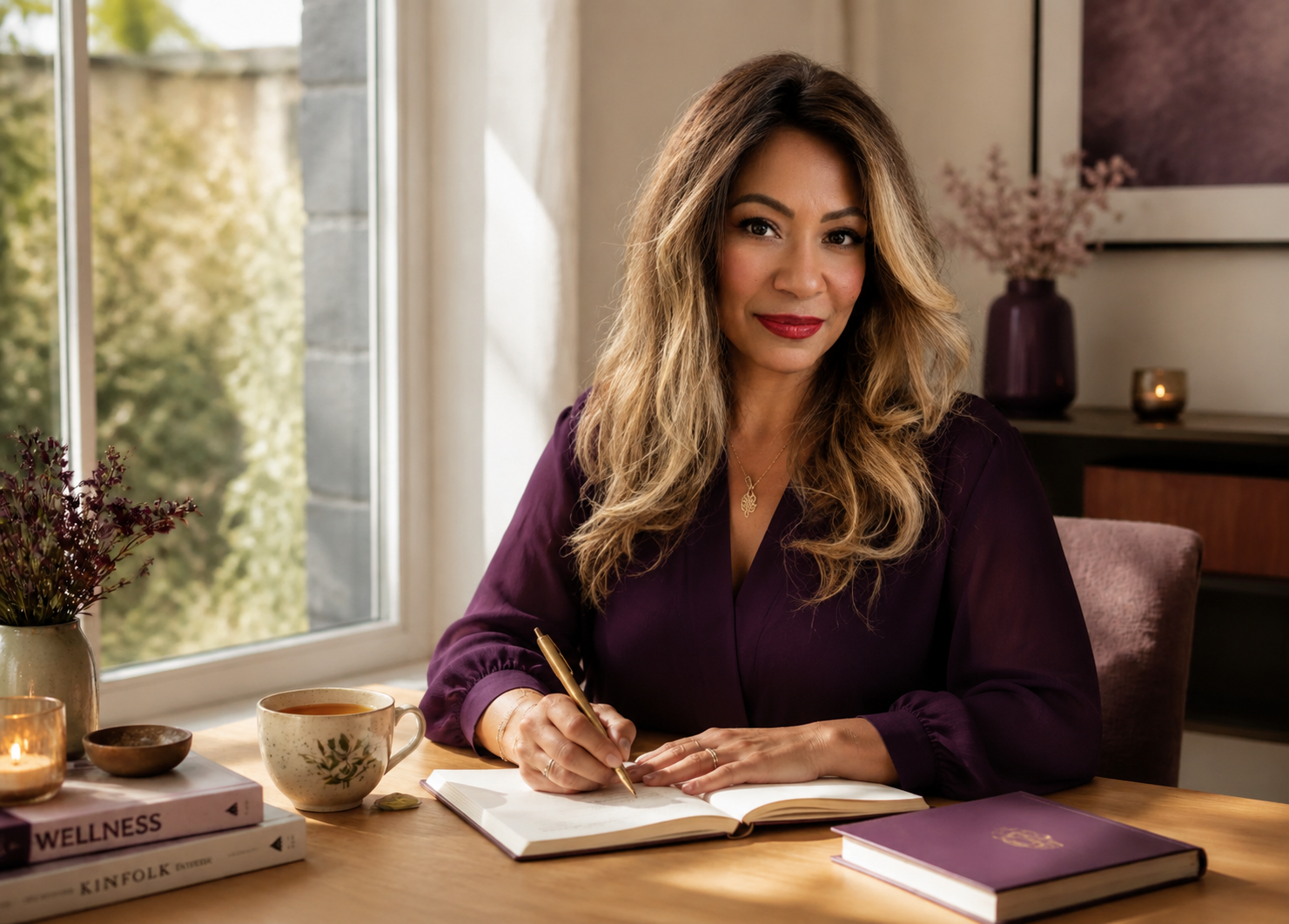 Libbe Rubiella journaling at her writing desk